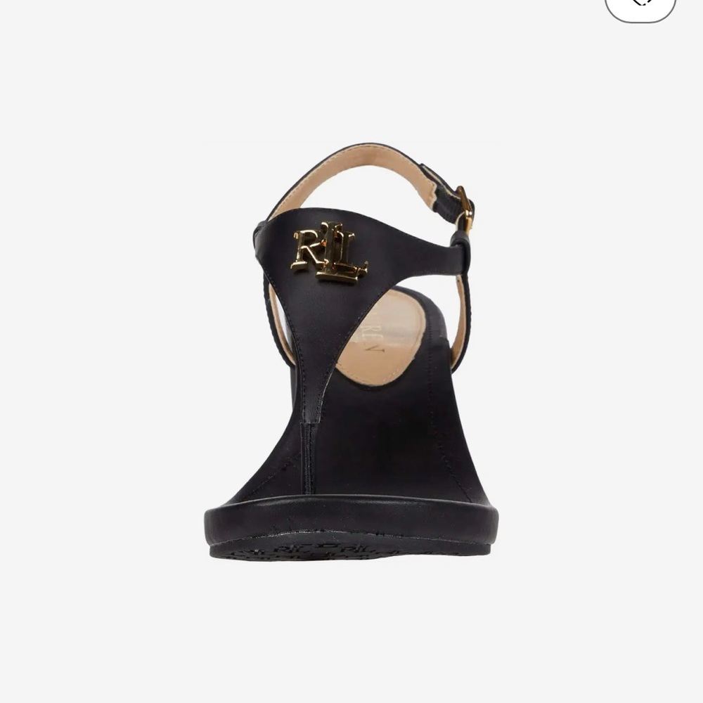 Ralph Lauren Black Sandals with Gold Logo